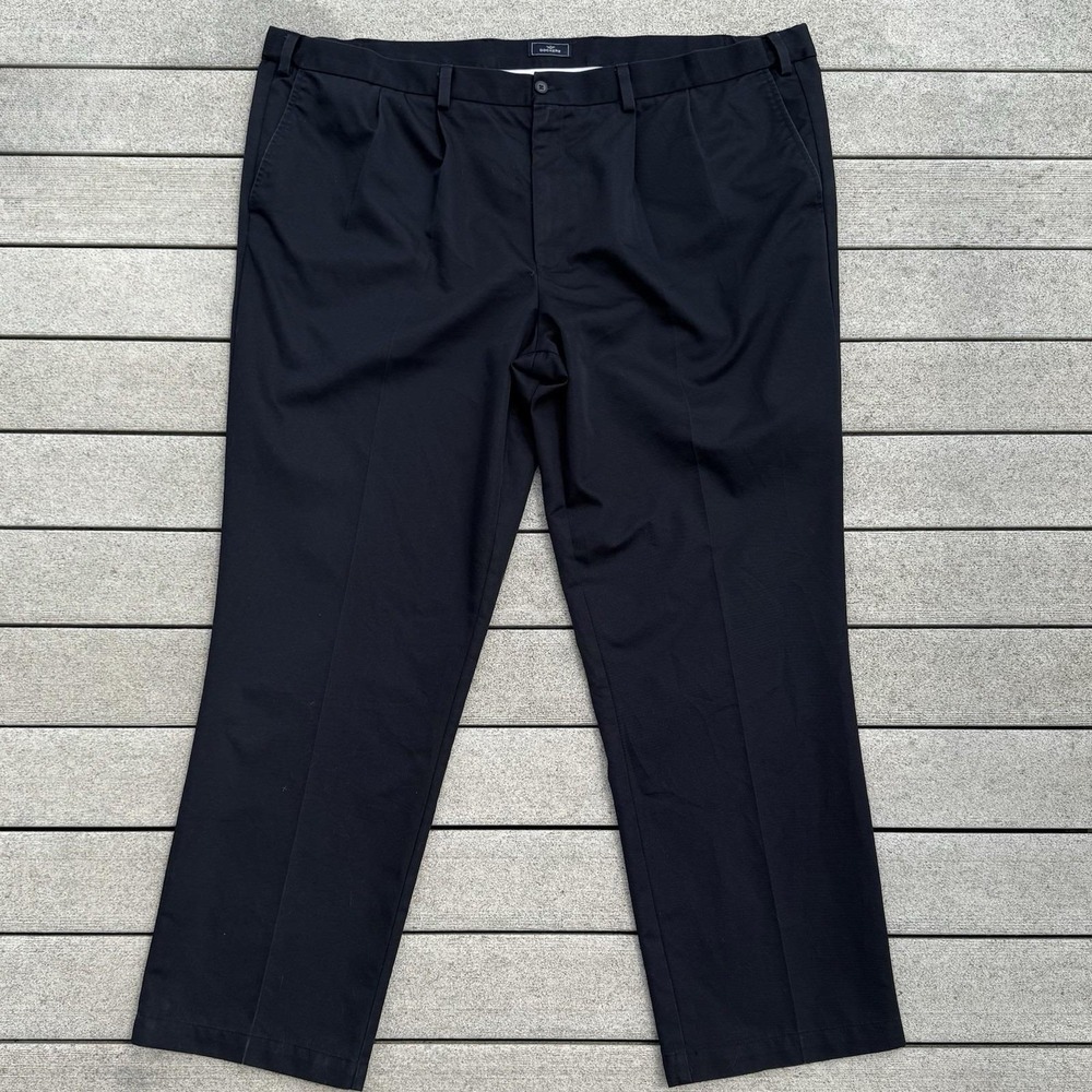 Vintage 1990s 90s Pleated Classic Fit Black Pants DOCKERS 48X32 Comfort Elastic